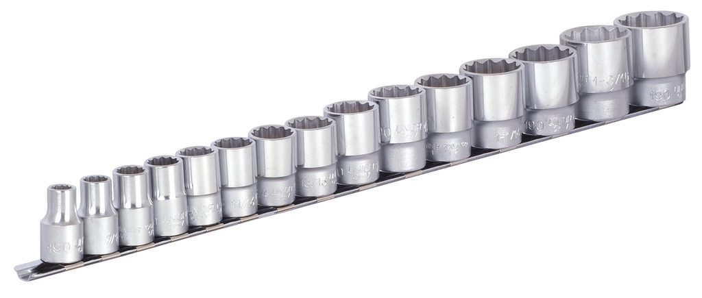 #demo# 190H12P15IN-Juego de vasos 1/2" en regleta-3/8"-1.1/4"/15