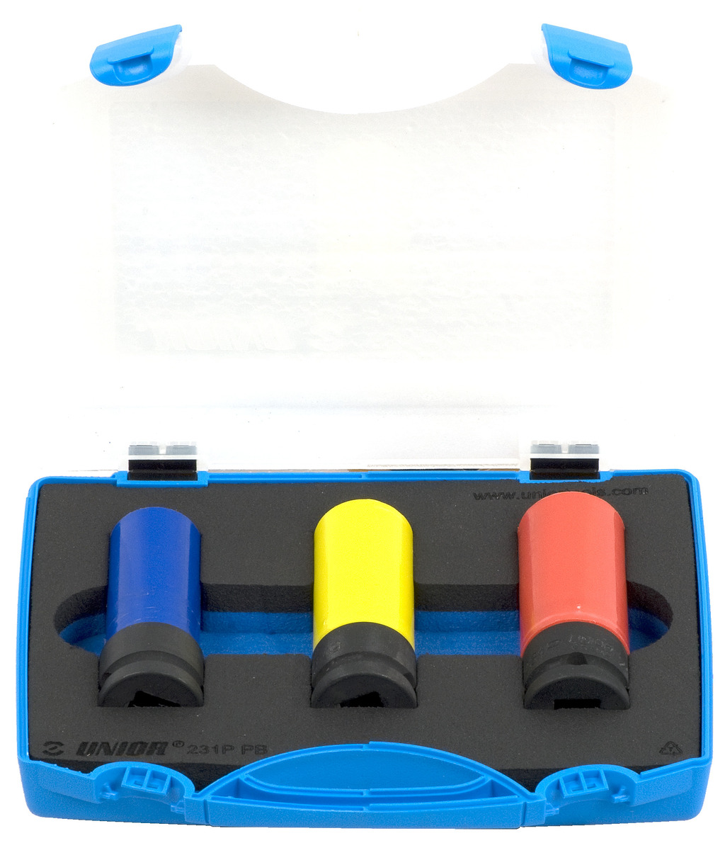 #demo# 231/4PPB-Juego de vasos de 1/2" de impacto con capa de plástico, para llantas ALU, en caja de plásti