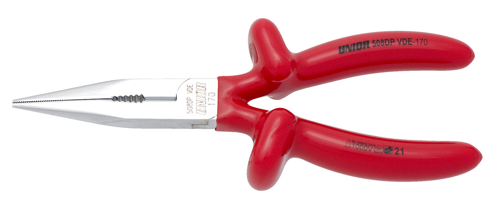 #demo# 508/1VDEDP-Alicate punta semirredonda con corte y grip, recto, aislado-200