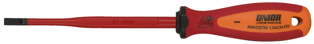 #demo# 604VDETBI-Destornillador para electricista con hoja fina aislada VDETBI-1.0 x 5.5 x 125