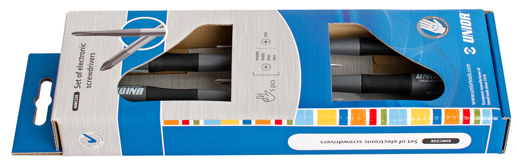 #demo# 608CS5E-Juego de destornilladores para electrónica, en caja de cartón-/5
