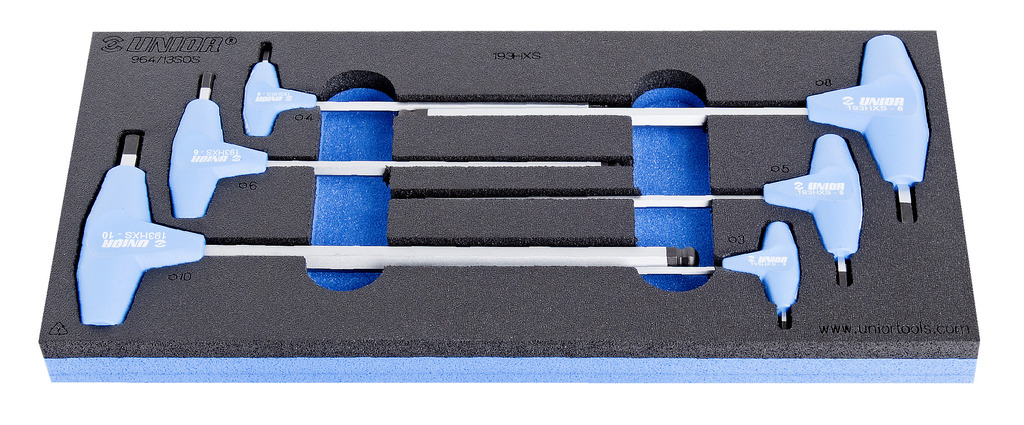 #demo# 964/13SOS-Juego de llaves allen con mango en T en bandeja SOS-3-10/6