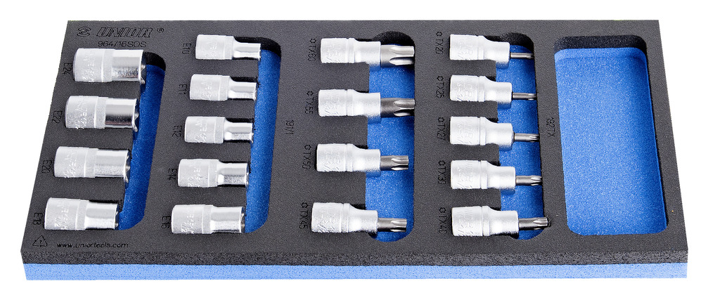 #demo# 964/16SOS-Juego de dados con punta Torx y vasos Torx, en bandeja de plástico-/18