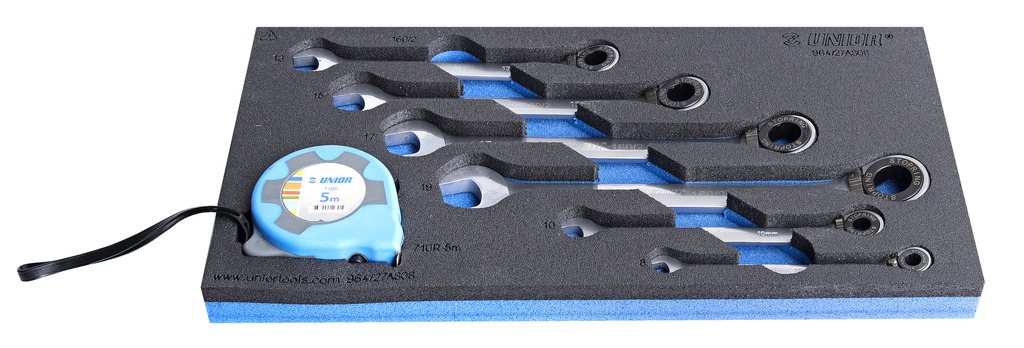 #demo# 964/27ASOS-Juego de combinaciones de llaves de carraca forjadas en la bandeja de herramientas SOS|7-