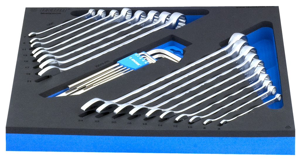 #demo# 964/2DSOS-Juego de llaves combinadas largas y llaves allen en bandeja SOS