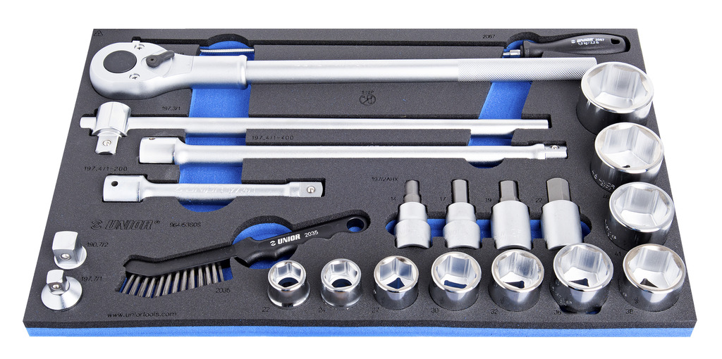 #demo# 964/53SOS-Juego de llaves de vaso en bandeja SOS