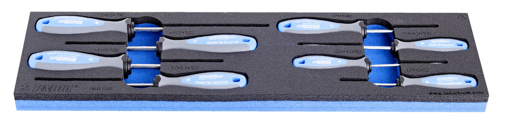 #demo# 964ECO9-Juego de destornilladores TBI en bandeja SOS-/8